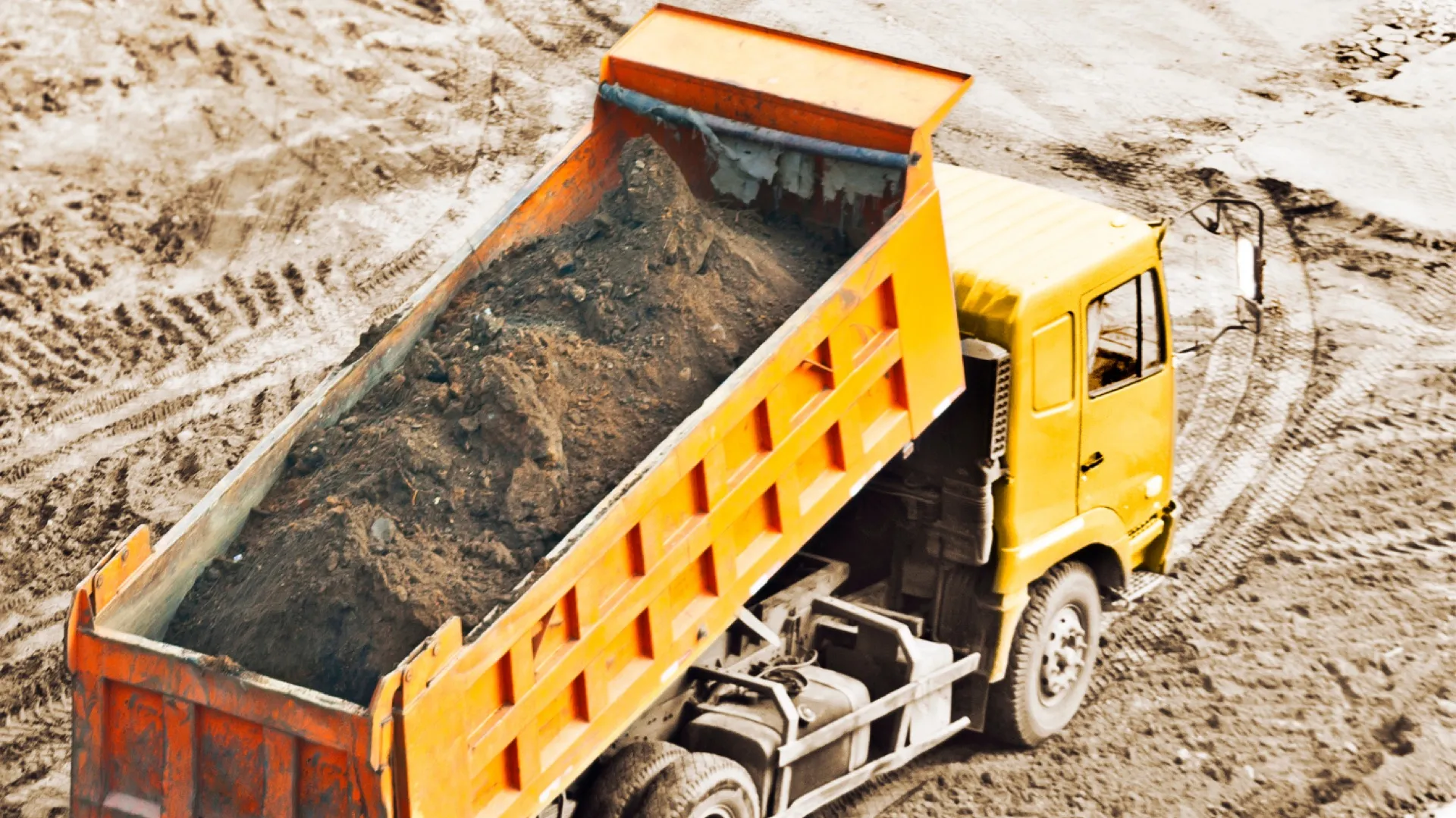 Loaded A&E dump truck ready for dispatch